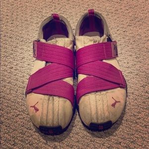 Canvas and pink Puma shoes
